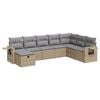 vidaXL Set canapele de grădină, 8 piese, cu perne, bej, poliratan