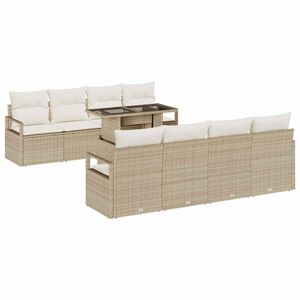 vidaXL Set de canapele pentru grădină 9 pcs Bej Rattan poli