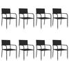 vidaXL Set mobilier de grădină, 9 piese, negru, poliratan și oțel