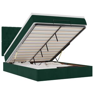 vidaXL Cadru de pat otoman cu saltele verde &icirc;nchis 140x200cm catifea