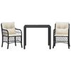 vidaXL Set bistro cu perne, 3 piese, negru, poliratan