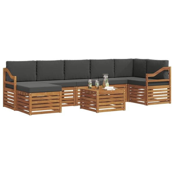 vidaXL Set canapea sectională cu pernă 8 pcs Natural și Antracit