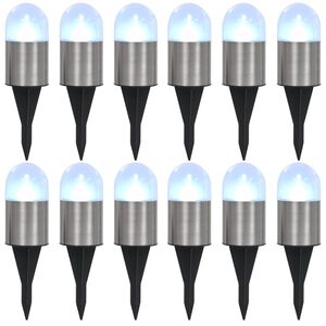 vidaXL Lămpi solare de sol, 12 buc., alb, becuri LED