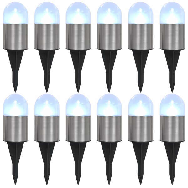 vidaXL Lămpi solare de sol, 12 buc., alb, becuri LED