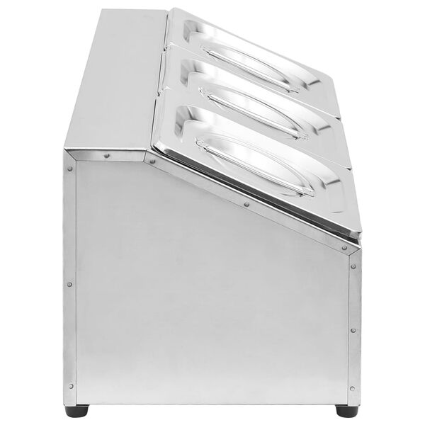 vidaXL Recipient Gastronorm cu 3 secțiuni GN 1/6 oțel inoxidabil