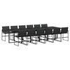 vidaXL Set mobilier de grădină, 13 piese, cu perne, negru, textilenă