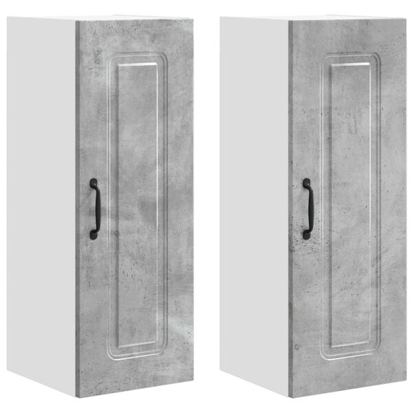 vidaXL Dulap de bucătărie Kalmar 2 pcs Gri din beton 30 x 31 x 80 cm