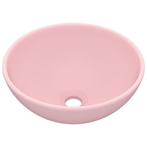 vidaXL Chiuvetă baie lux, roz mat, 32,5x14 cm, ceramică, rotund