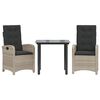vidaXL Set mobilier de grădină cu perne, 3 piese,gri deschis,poliratan