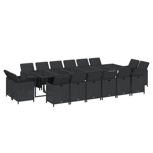 vidaXL Set mobilier de exterior cu perne, 17 piese, negru, poliratan