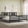 vidaXL Cadru pat cu tăblie 200x200 cm, negru, lemn masiv