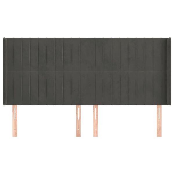 vidaXL Tăblie de pat cu aripioare gri &icirc;nchis 163x16x118/128 cm catifea
