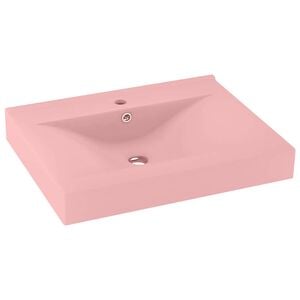 vidaXL Chiuvetă baie lux orificiu robinet roz mat 60x46 cm ceramică