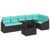 vidaXL Set de canapele pentru grădină 7 buc. Negru și Albastru