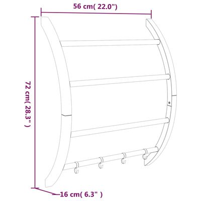 vidaXL Suport pentru prosoape cu cârlige argintiu 56x16x72 cm aluminiu