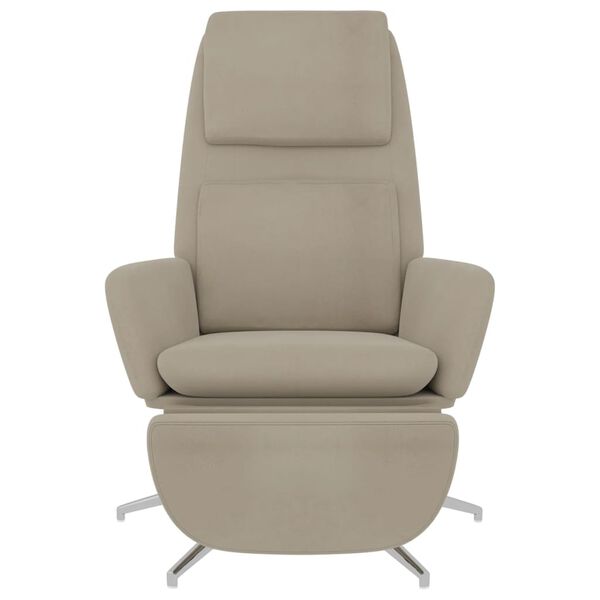 vidaXL Scaun de relaxare cu taburet, gri deschis, microfibră