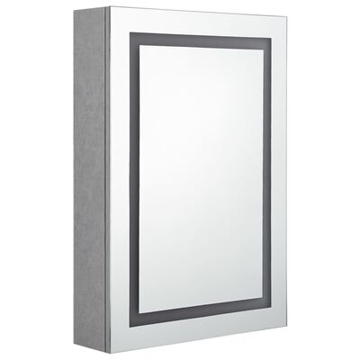 vidaXL Dulap de baie cu oglindă și LED, gri beton, 50x13x70 cm