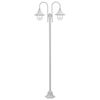 vidaXL St&acirc;lp cu lumini de grădină E27 220 cm, aluminiu 2 lămpi, alb