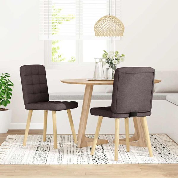 vidaXL Scaune de masă, 2 buc., maro &icirc;nchis, material textil