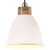 vidaXL Lampă suspendată industrială, alb, 35 cm, lemn masiv&fier, E27