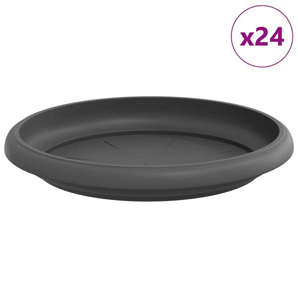 vidaXL Tavă rotundă pentru flori 24 pcs Negru &Oslash; 14 x 2 cm Plastic
