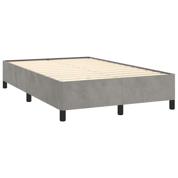 vidaXL Pat box spring cu saltea, gri deschis, 120x190 cm, catifea
