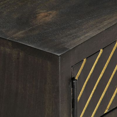 vidaXL Masă de cafea, negru și auriu, 90x50x35 cm, lemn masiv de mango