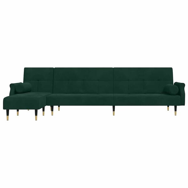 vidaXL Canapea extensibilă &icirc;n formă de L verde 271x140x70 cm catifea