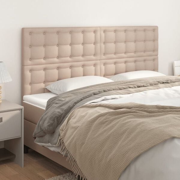 vidaXL Tăblie de pat Cappuccino 200x5x118/128 cm piele ecologică