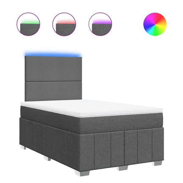 vidaXL Pat box spring cu saltea, gri &icirc;nchis, 120x200 cm, textil