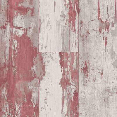 DUTCH WALLCOVERINGS Tapet Wood cu motiv lemnos, roșu și bej