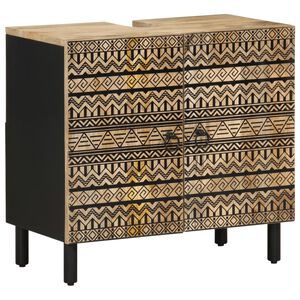 vidaXL Dulap chiuveta de baie, negru, 62x33x58 cm, lemn masiv de mango