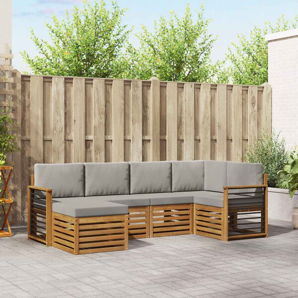 vidaXL Set canapea sectională cu pernă 6 pcs Gri natural și deschis