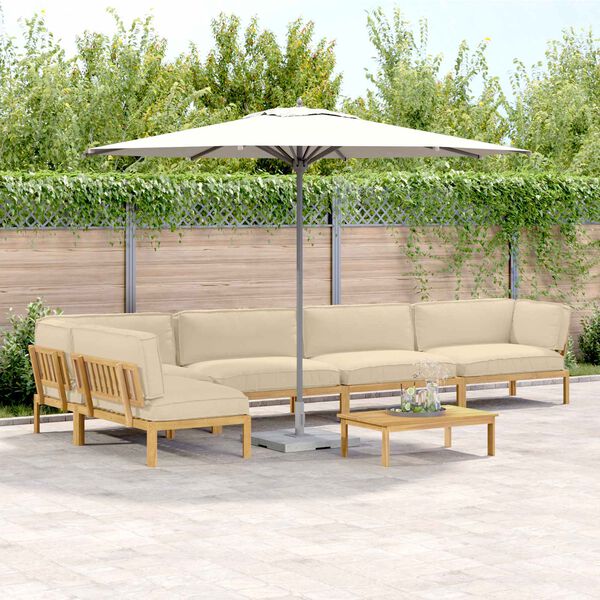 vidaXL Set de canapea cu pernă Simplu 6 pcs Bej Lemn Solid de Acacia