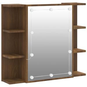 vidaXL Dulap cu oglindă și LED, stejar maro, 70x16,5x60 cm