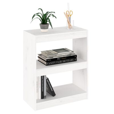 vidaXL Bibliotecă/Separator cameră,alb,60x30x71,5 cm,lemn masiv de pin