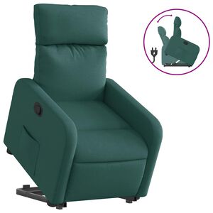 vidaXL Fotoliu rabatabil ridicare pe verticală, verde &icirc;nchis, textil