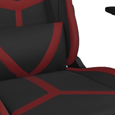 vidaXL Scaun de gaming de masaj, negru și roșu vin, piele ecologică