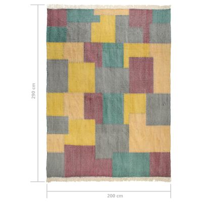 vidaXL Covor kilim țesut manual, multicolor, 200 x 290 cm, bumbac