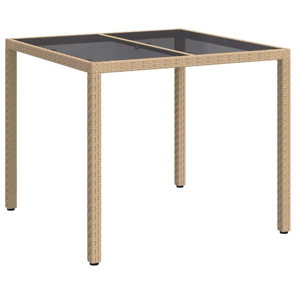 vidaXL Masă de grădină pentru dining Bej 90 x 90 x 75 cm poliratan