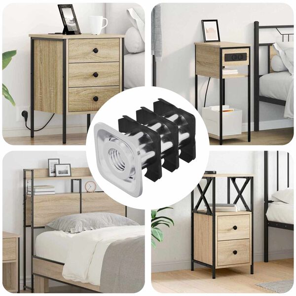 vidaXL Insert tub filetat 12 pcs Negru și argintiu Oțel Galvanizat