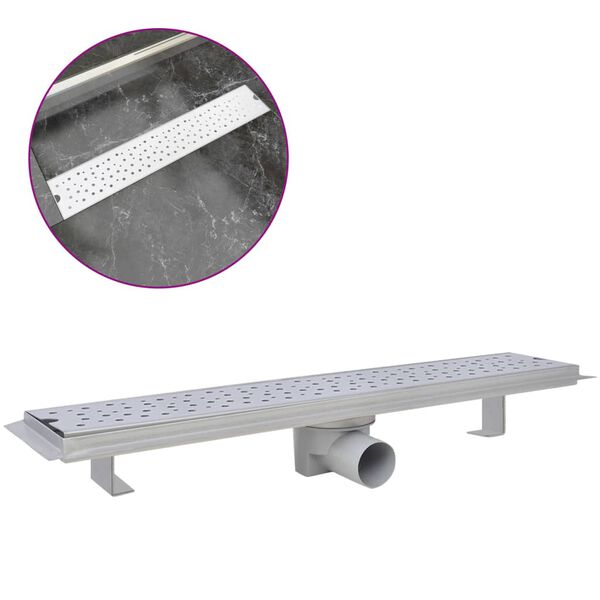 vidaXL Rigolă duș liniară, model bule, oțel inoxidabil, 630 x 140 mm