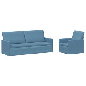 vidaXL Set de canapea 2 pcs albastru Țesătură din corduroy