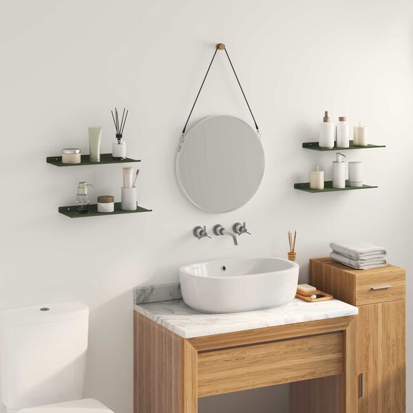 vidaXL Raft suspendat 4 pcs Verde măsliniu 40 x 18 x 2,5 cm Oțel