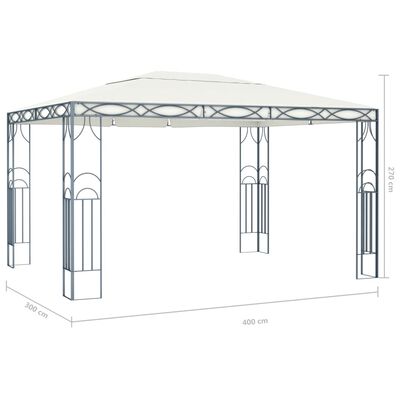 vidaXL Pavilion cu șir de lumini LED, crem, 400x300 cm