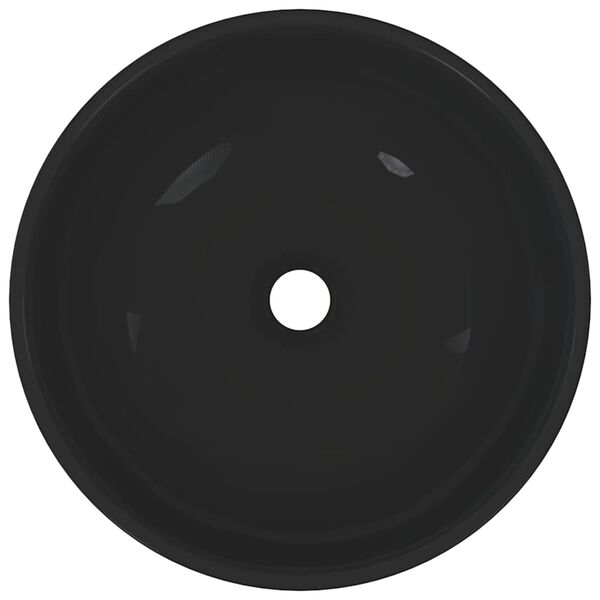 vidaXL Lavoar negru lucios Ø28x10 cm ceramică
