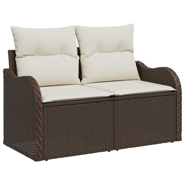 vidaXL Set de canapele pentru grădină cu pernă 7 pcs Gri Rattan poli