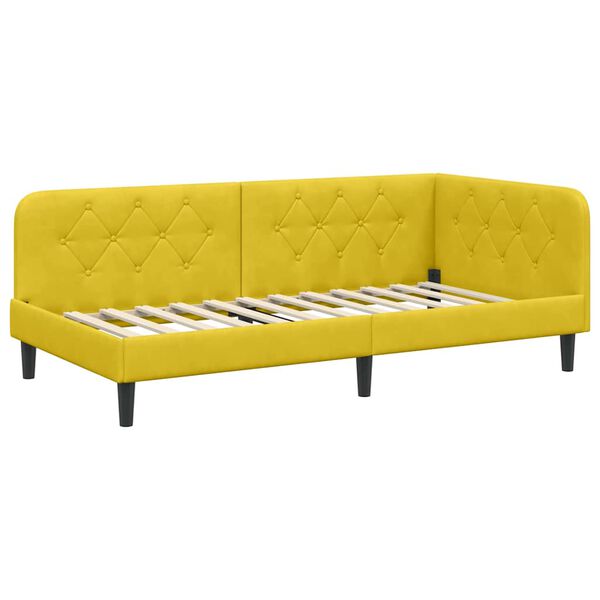 vidaXL Cadru de pat colțar cu headboard Galben 90 x 200 cm Catifea
