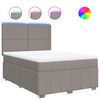 vidaXL Pat box spring cu saltea, gri taupe, 140x200 cm, textil