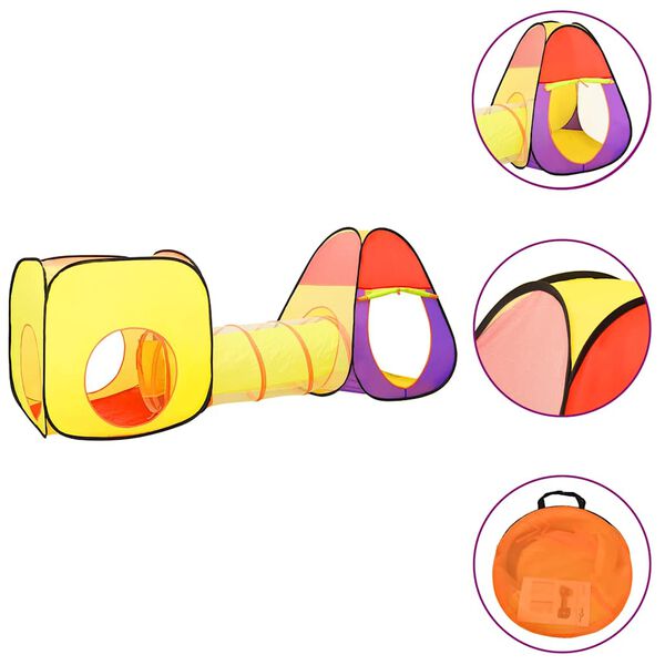 vidaXL Cort de joacă pentru copii 250 bile, multicolor, 255x80x100 cm